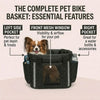 Feature details of the Goodsible pet bike basket: side pockets, reflective strips and front mesh window
