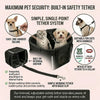 Clip-in safety tether attaching to a pet harness inside the Goodsible basket