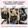 The three modes of the Goodsible 3-in-1 basket: bike basket, carry tote and car booster seat